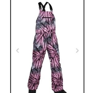 Volcom Overalls Womens Size XL/ Y Snow Pants Snow Skiing Tye Dye Purple Pink